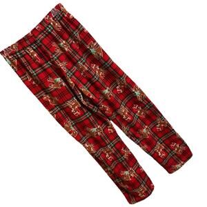 North Pole Plaid Pajama Pants Men's Size M Christmas Reindeer Buffalo Check
